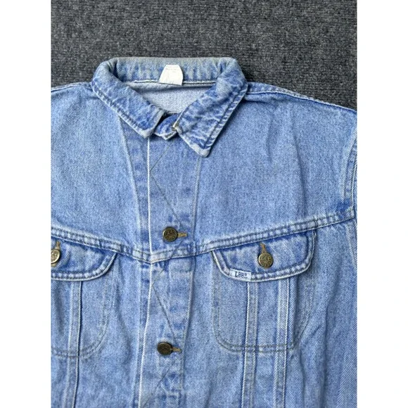 Mens Denim Lee Riders Trucker Blue Button Jacket Short Fit 90s, Size M